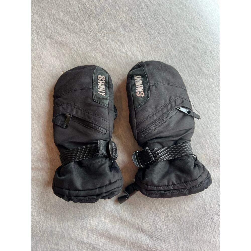 Swany Youth medium 7-8 black ski snowboard winter snow mittens warm